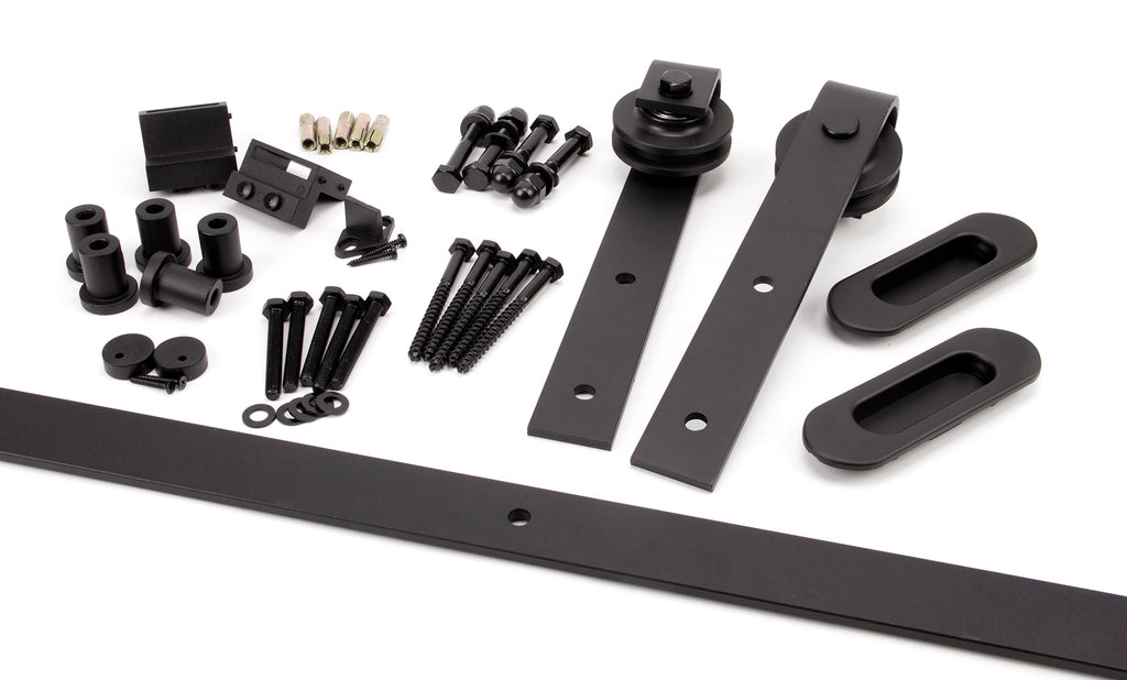 White background image of From The Anvil's Black 100kg Sliding Door Hardware Kit | From The Anvil