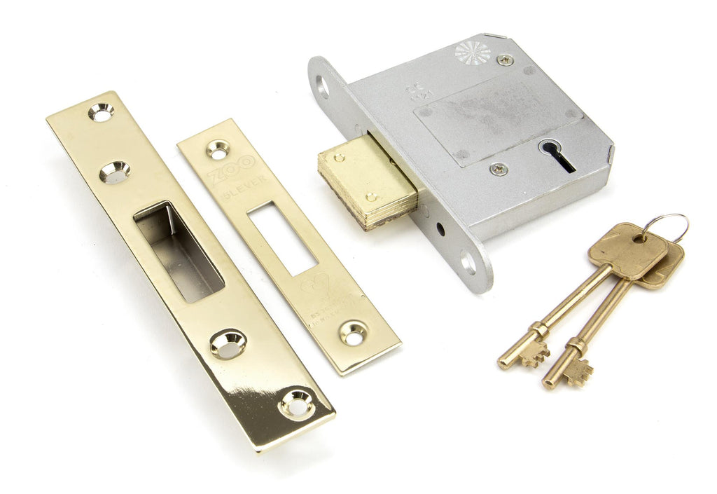 White background image of From The Anvil's PVD Brass BS 5 Lever Deadlock | From The Anvil