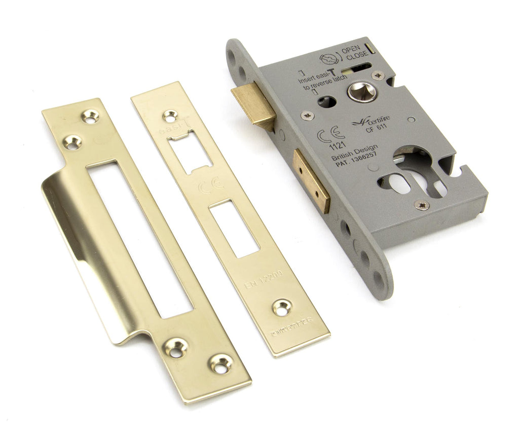 White background image of From The Anvil's PVD Brass Euro Profile Sash Lock | From The Anvil