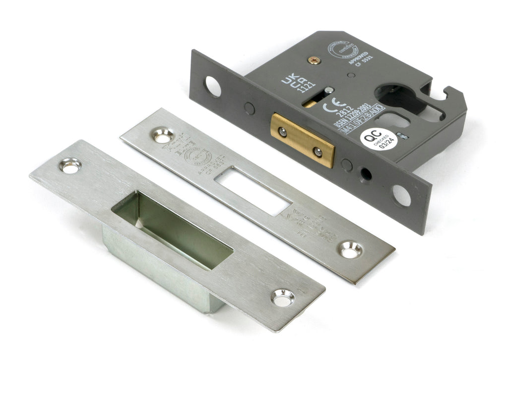 White background image of From The Anvil's Satin Stainless Steel Euro Profile Deadlock | From The Anvil