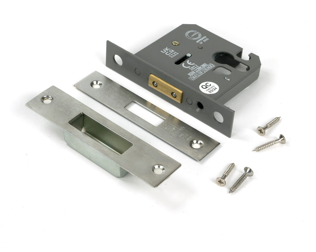 White background image of From The Anvil's Satin Stainless Steel Euro Profile Deadlock | From The Anvil