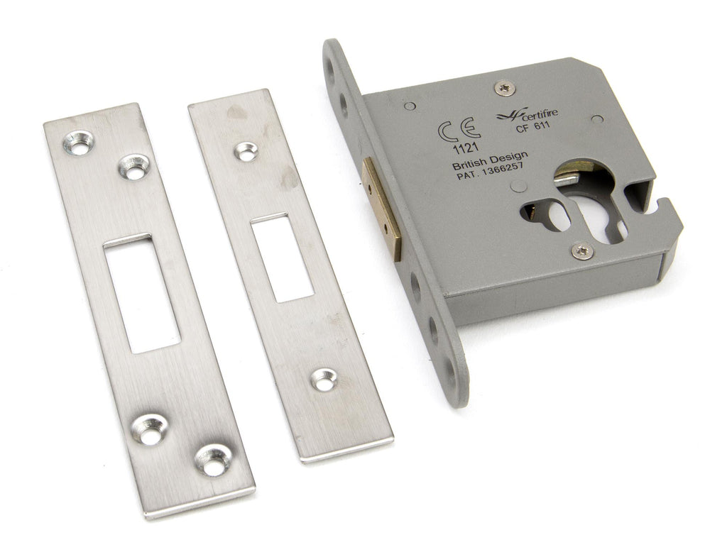 White background image of From The Anvil's Satin Stainless Steel Euro Profile Deadlock | From The Anvil