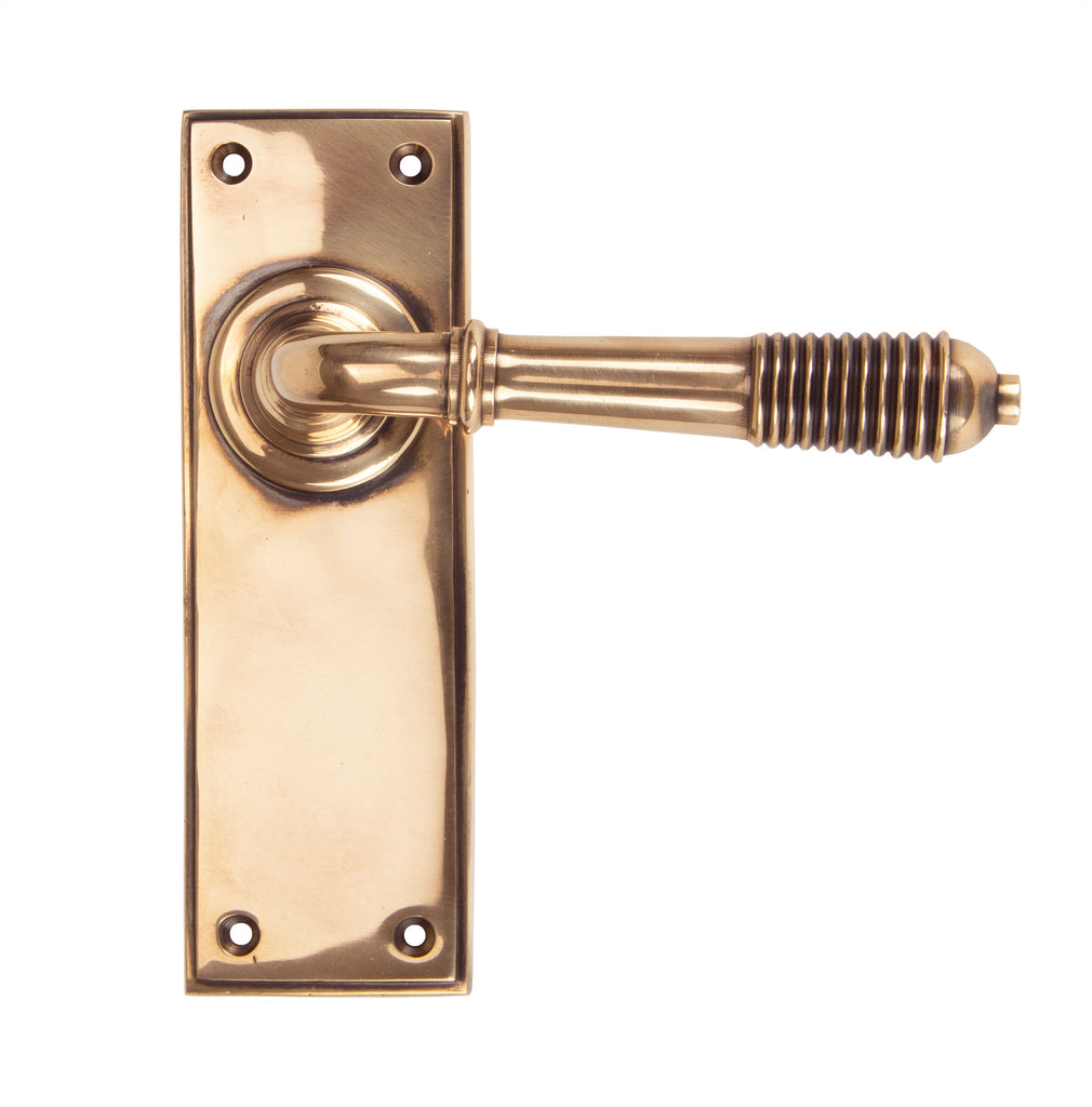 From The Anvil's Polished Bronze Reeded Lever Latch Set