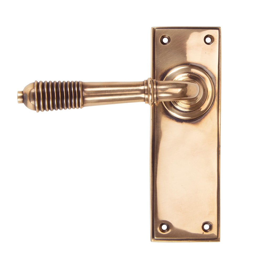 White background image of From The Anvil's Polished Bronze Reeded Lever Latch Set | From The Anvil