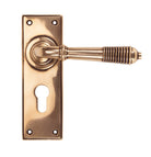 From The Anvil's Polished Bronze Reeded Lever Euro Lock Set