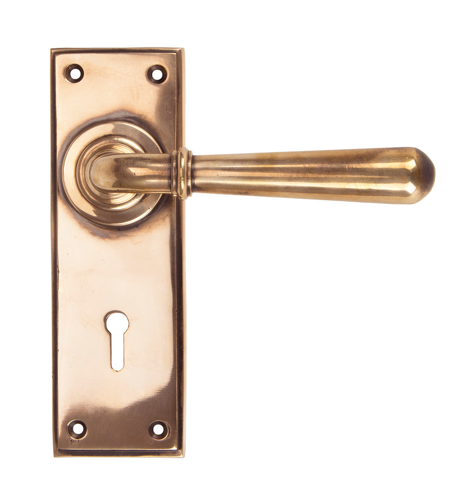 From The Anvil's Polished Bronze Newbury Lever Lock Set