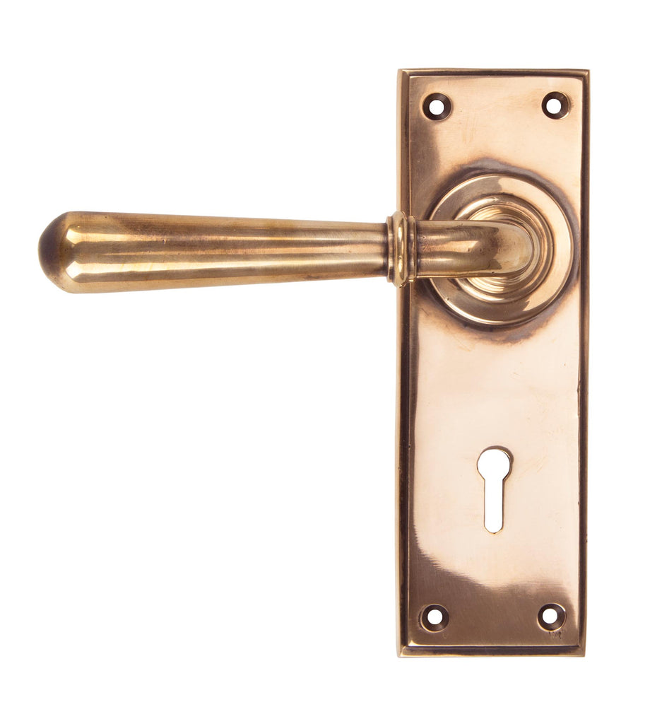 White background image of From The Anvil's Polished Bronze Newbury Lever Lock Set | From The Anvil