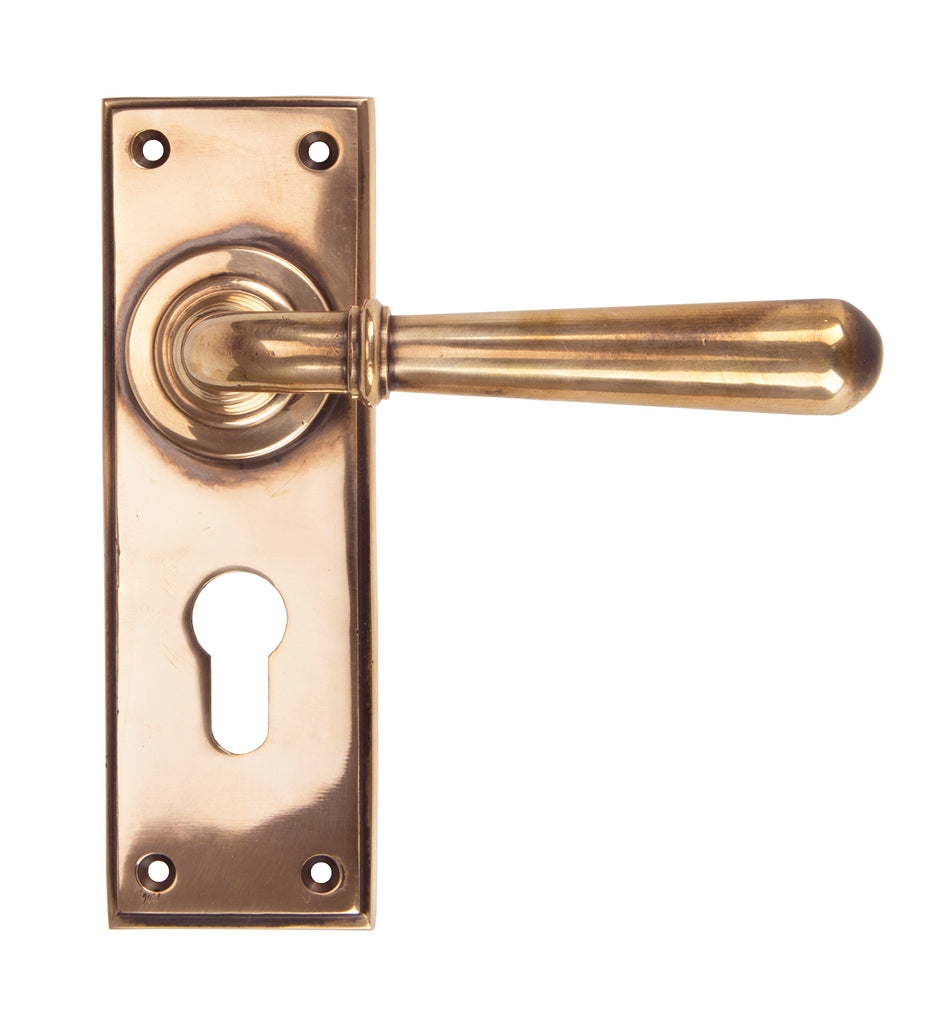 White background image of From The Anvil's Polished Bronze Newbury Lever Euro Lock Set | From The Anvil