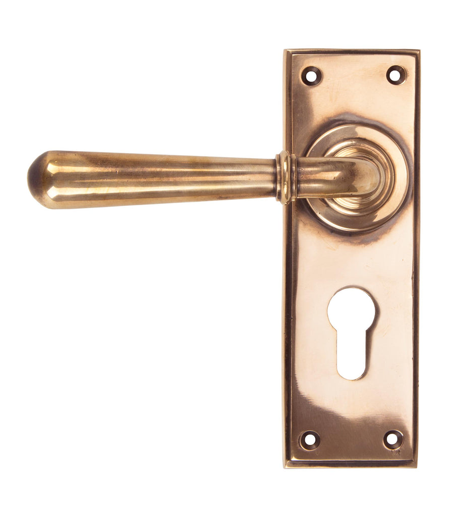 White background image of From The Anvil's Polished Bronze Newbury Lever Euro Lock Set | From The Anvil