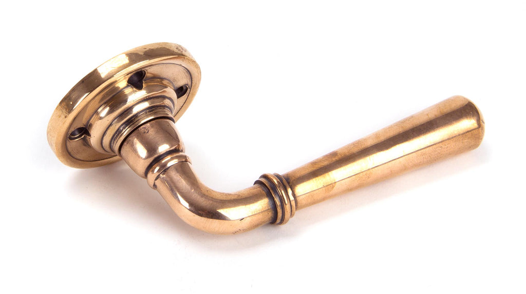 White background image of From The Anvil's Polished Bronze Newbury Lever on Rose Set | From The Anvil