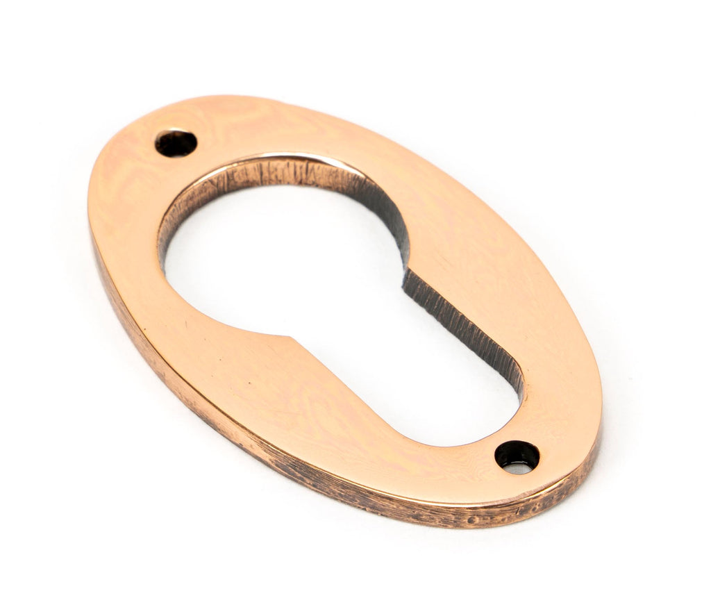 White background image of From The Anvil's Polished Bronze Oval Euro Esctucheon | From The Anvil