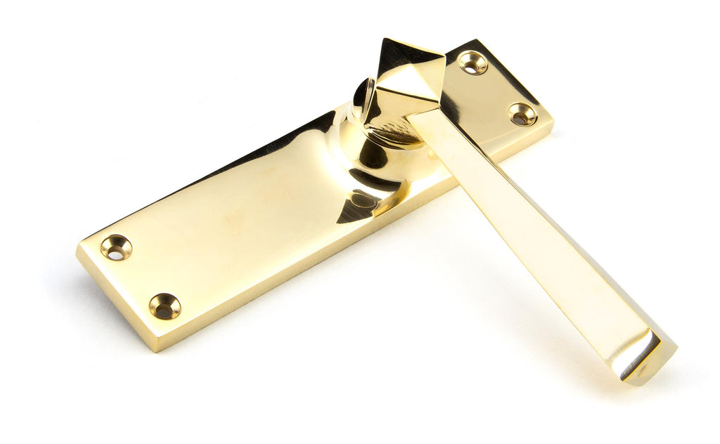 White background image of From The Anvil's Polished Brass Straight Lever Latch Set | From The Anvil