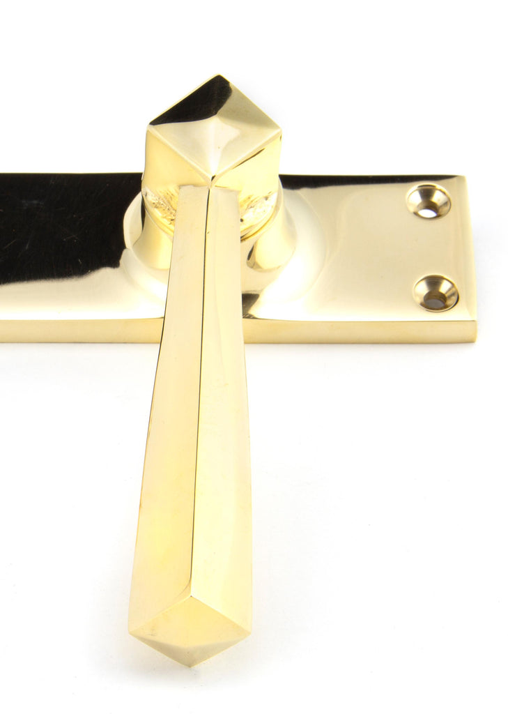 White background image of From The Anvil's Polished Brass Straight Lever Latch Set | From The Anvil
