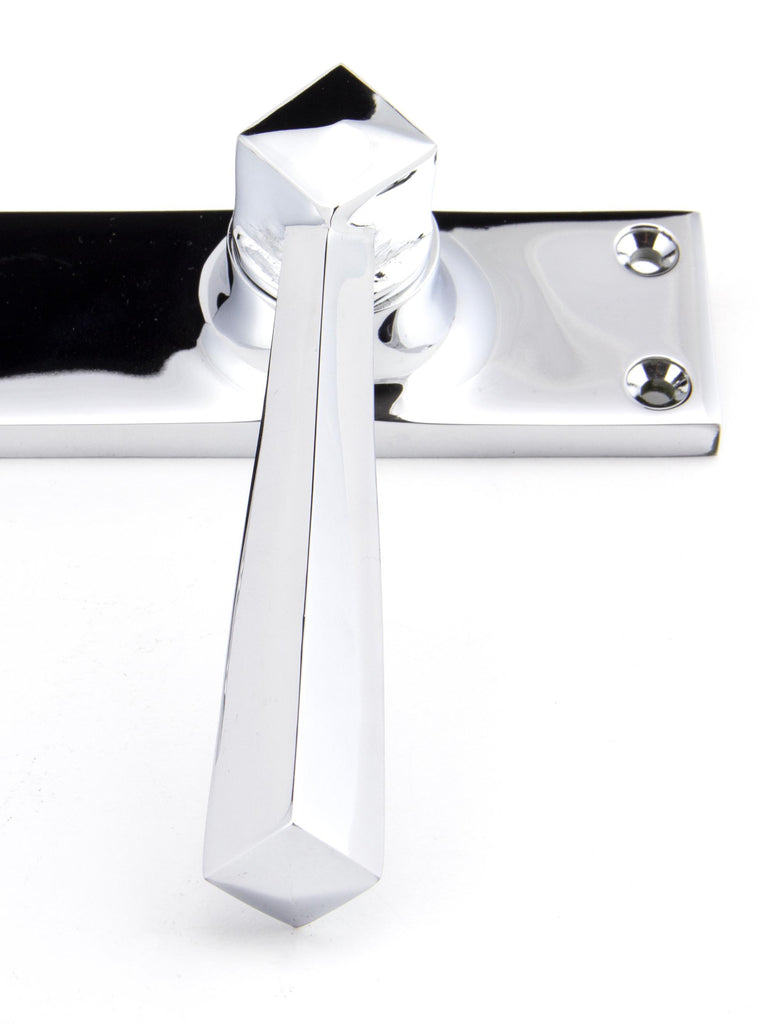 White background image of From The Anvil's Polished Chrome Straight Lever Latch Set | From The Anvil