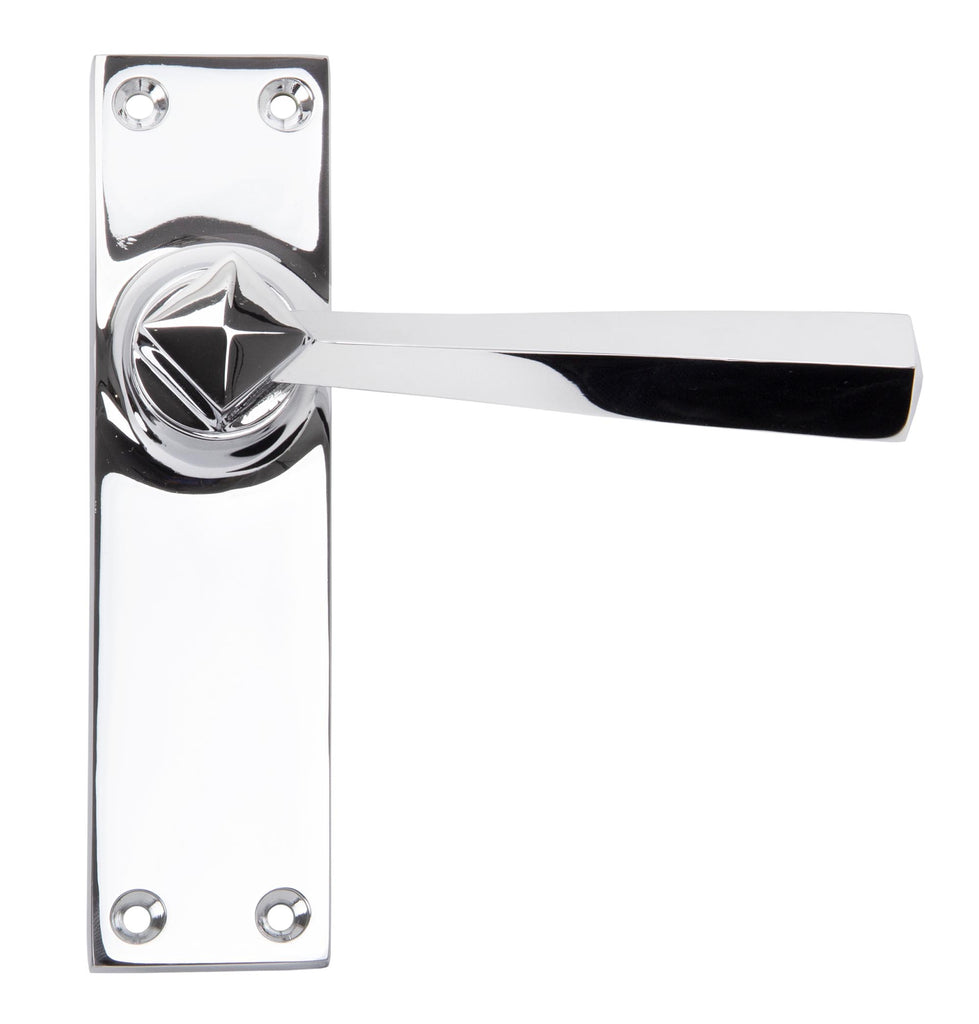 White background image of From The Anvil's Polished Chrome Straight Lever Latch Set | From The Anvil