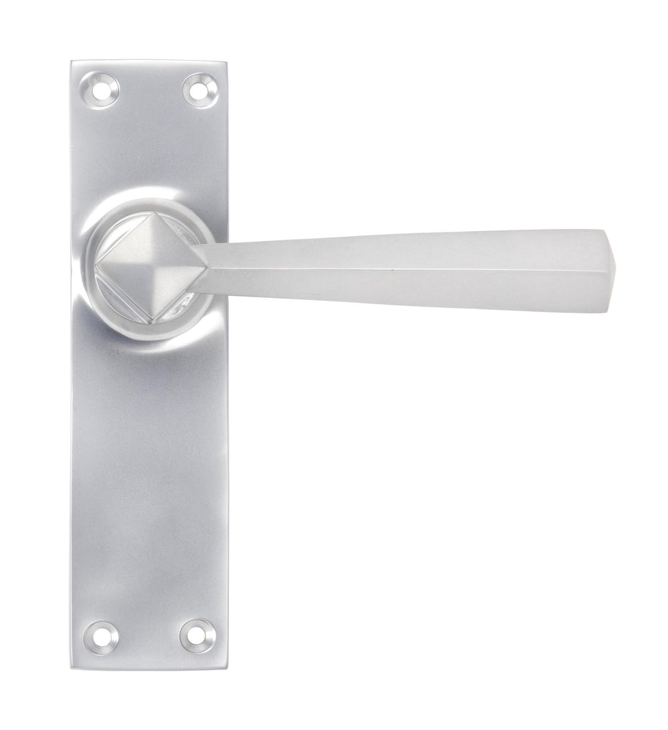 White background image of From The Anvil's Satin Chrome Straight Lever Latch Set | From The Anvil
