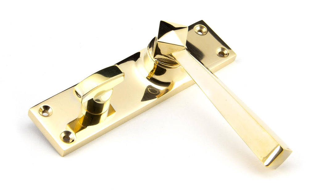White background image of From The Anvil's Polished Brass Straight Lever Bathroom Set | From The Anvil