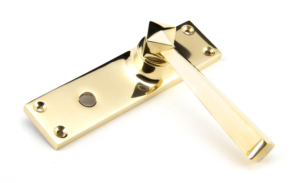 White background image of From The Anvil's Polished Brass Straight Lever Bathroom Set | From The Anvil