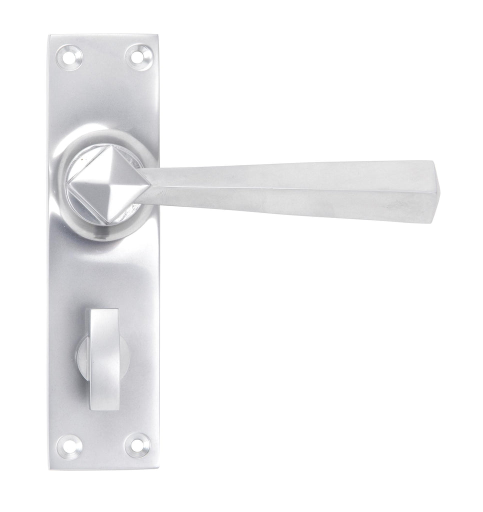 White background image of From The Anvil's Satin Chrome Straight Lever Bathroom Set | From The Anvil