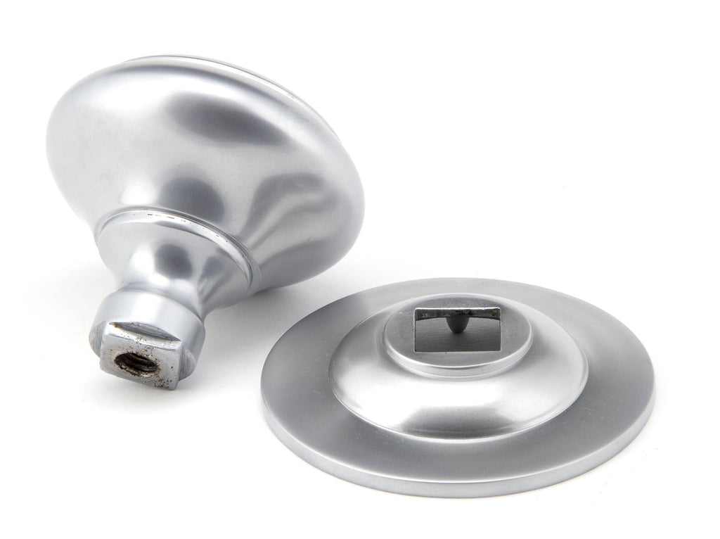 White background image of From The Anvil's Satin Chrome Round Centre Door Knob | From The Anvil