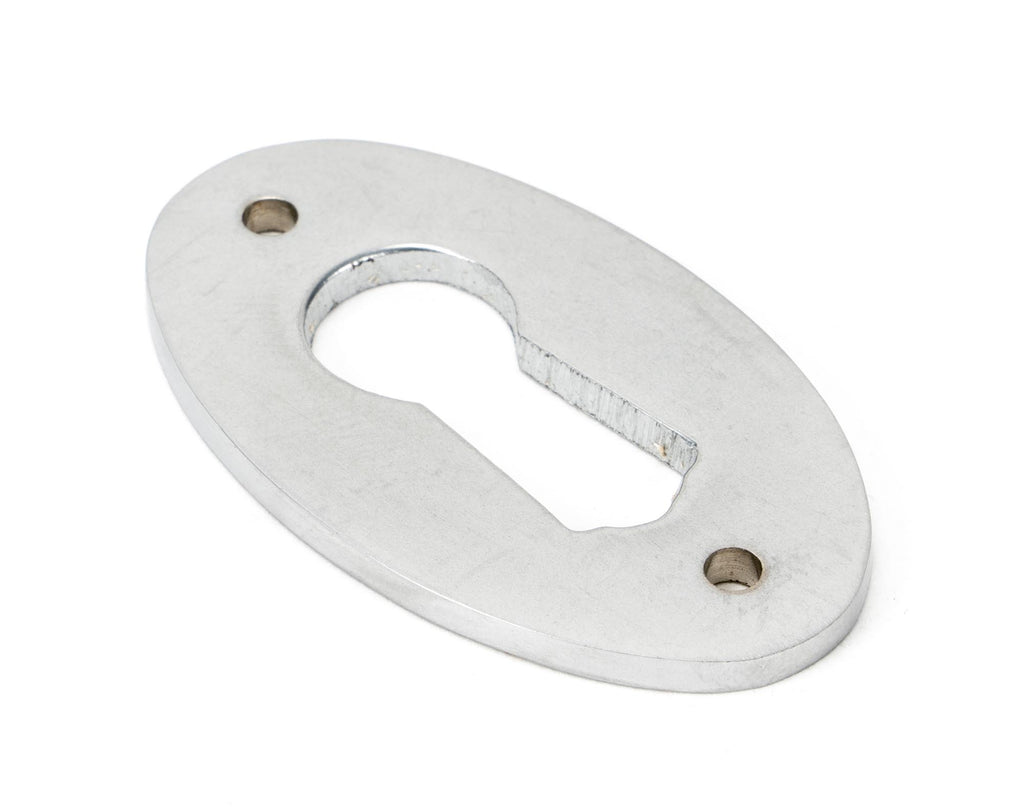 White background image of From The Anvil's Satin Chrome Oval Escutcheon | From The Anvil