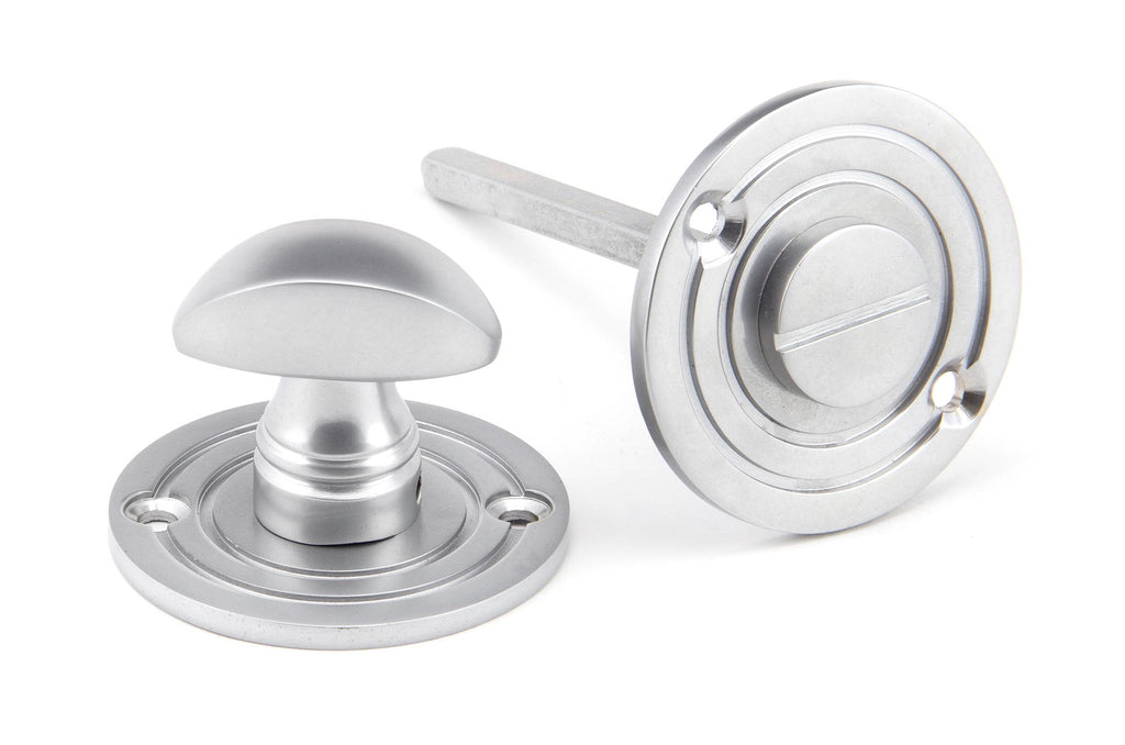White background image of From The Anvil's Satin Chrome Round Thumbturn Set | From The Anvil