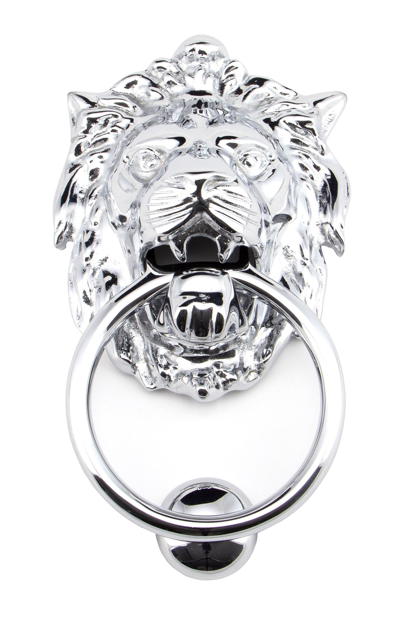 From The Anvil's Polished Chrome Lion Head Door Knocker