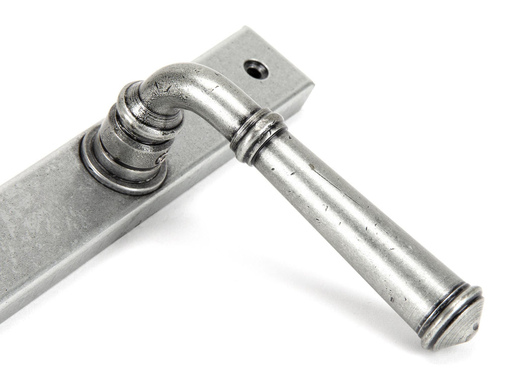 White background image of From The Anvil's Pewter Patina Regency Slimline Lever Espag. Lock Set | From The Anvil