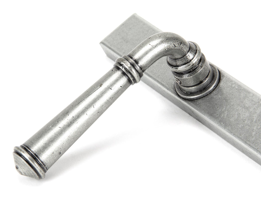 White background image of From The Anvil's Pewter Patina Regency Slimline Lever Espag. Lock Set | From The Anvil
