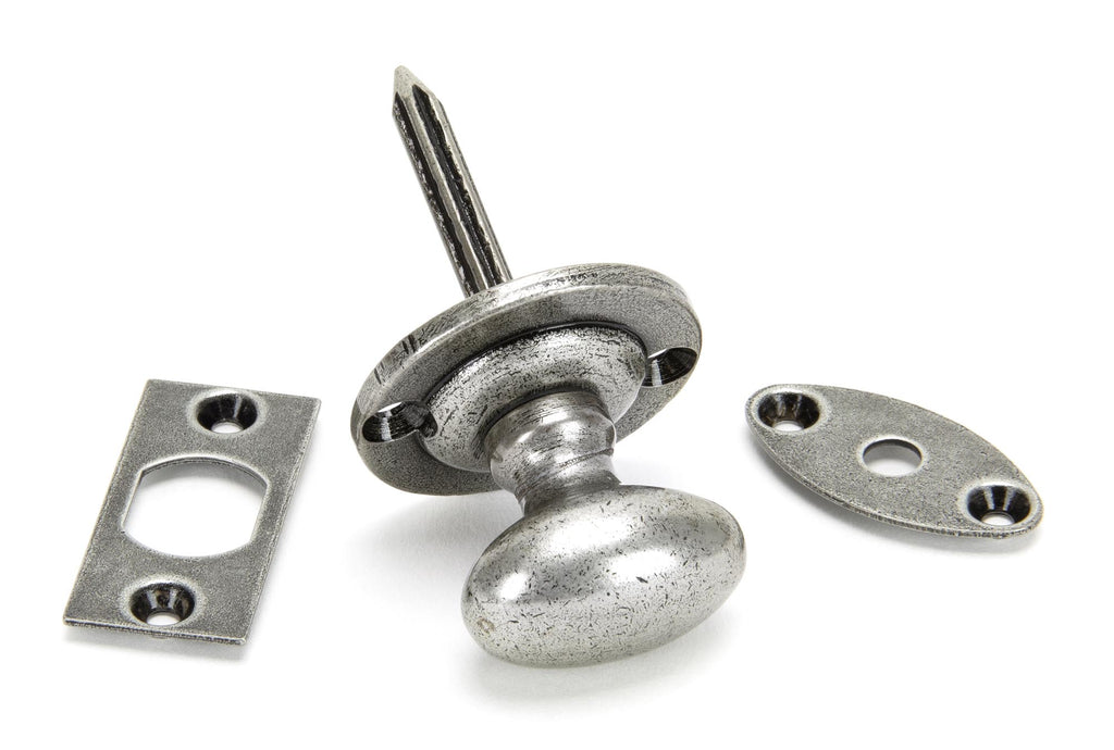 White background image of From The Anvil's Pewter Patina Oval Rack Bolt | From The Anvil