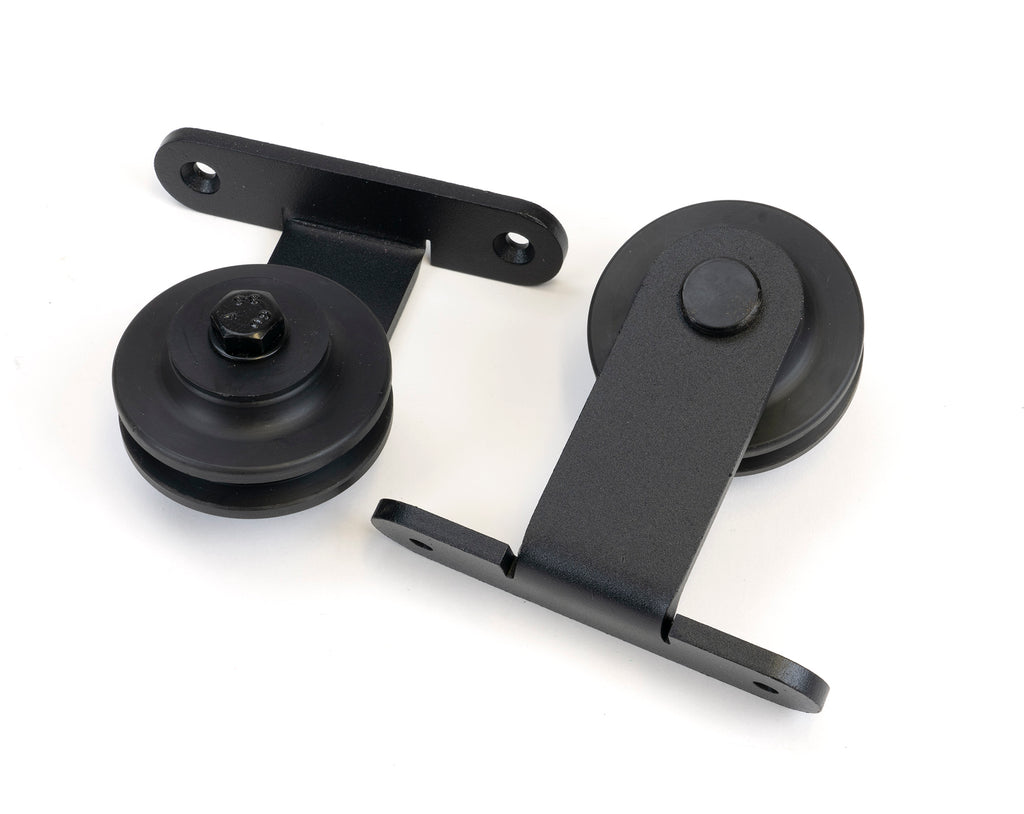 White background image of From The Anvil's Black 100kg Sliding Door Hardware Kit (Top Mount) | From The Anvil